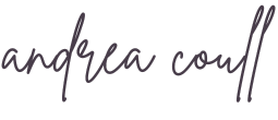 Graphic of cursive text of "Andrea Coull."